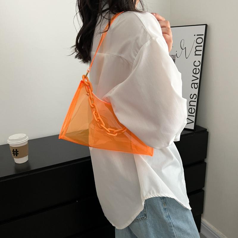 Clear Jelly Shoulder Bag For Women, Y2K Small Zipper Underarm Purses Handbag Clear Underarm Bag Shoulder Bag