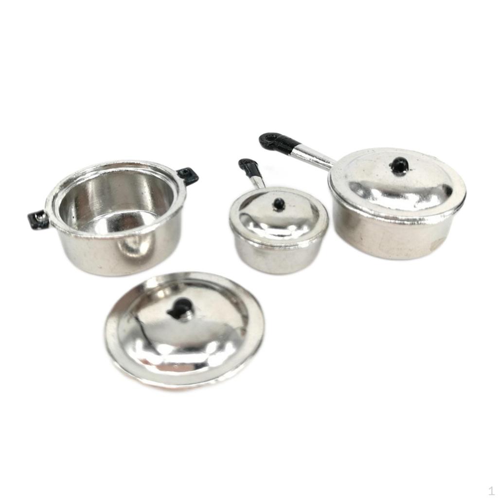 1/12 Scale Dollhouse Cooking Pots Food Set for Decor Pretend Play Holiday Gifts