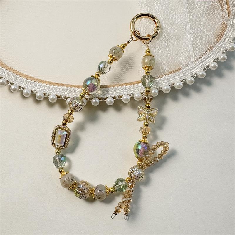 

Ретро бабочка бисерная цепочка для мобильного телефона элегантная изысканная подвесная веревка брелок кулон сумка украшения ремешок подарок