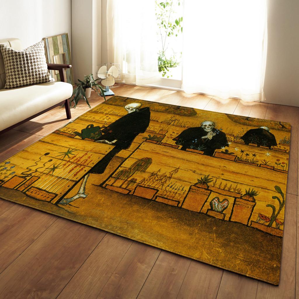 Skull Living Room Carpet Bedroom Dining Room Floor Mat Pattern Size
