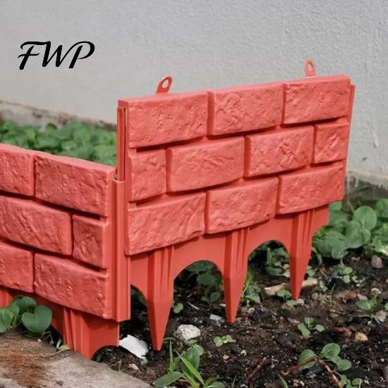 Einfaches Design Gartenzaun Kunststoff Stützmauer Optik Randbegrenzung Außen Landschaftsgestaltung Dekorative Palisade für Blumenbeete Wege Rasenflächen Hof