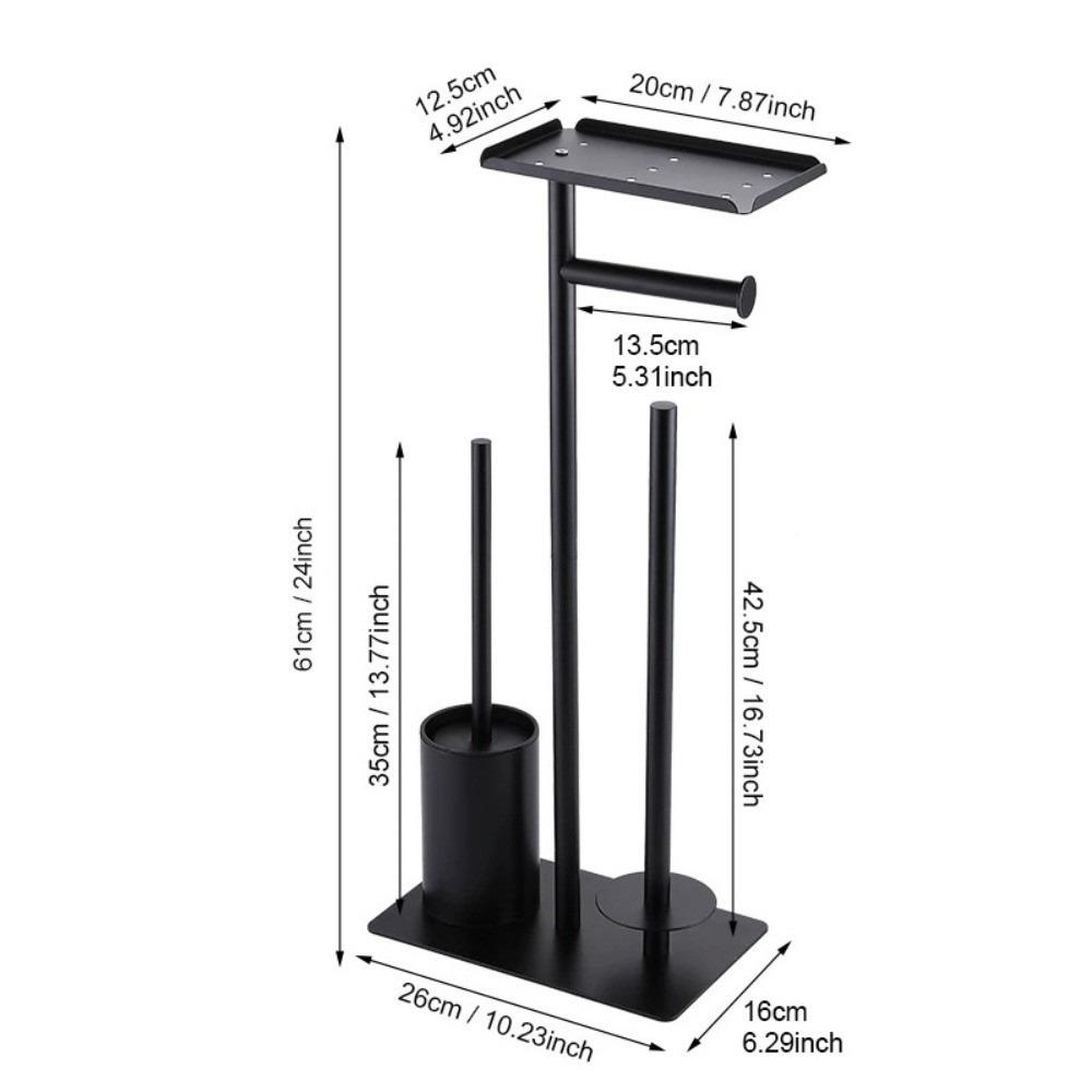 Avec Plateau Porte-rouleau de Papier Toilette sur Pied Support Brosse de Toilette Amovible Rangement Maison
