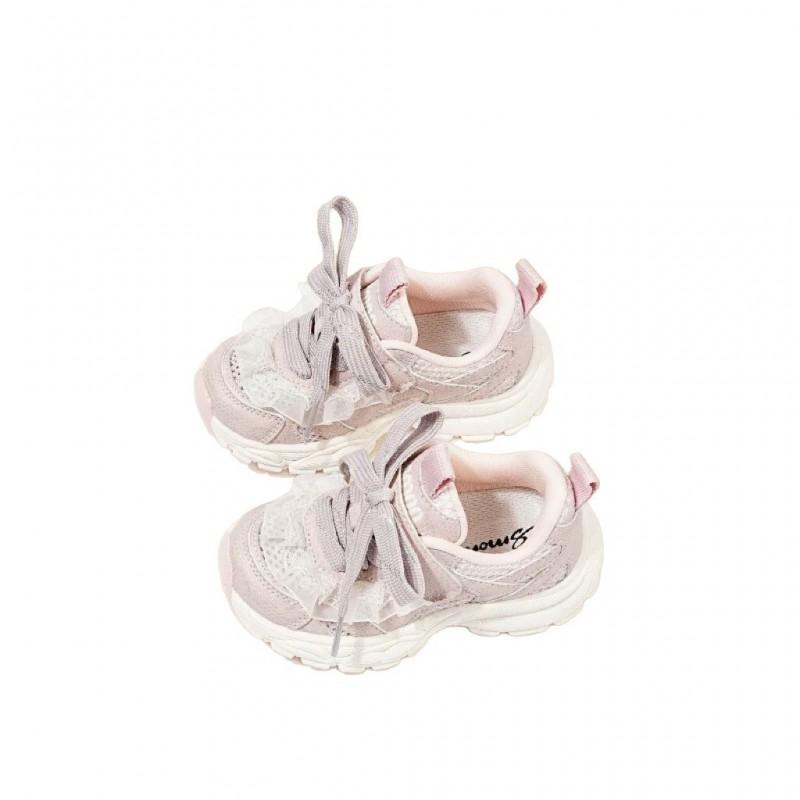 Youth style shoes Kids Breathable Mesh Lace-Up Sneakers Girls Boys Soft Rubber Sole Non-Slip Casual Dad Shoes