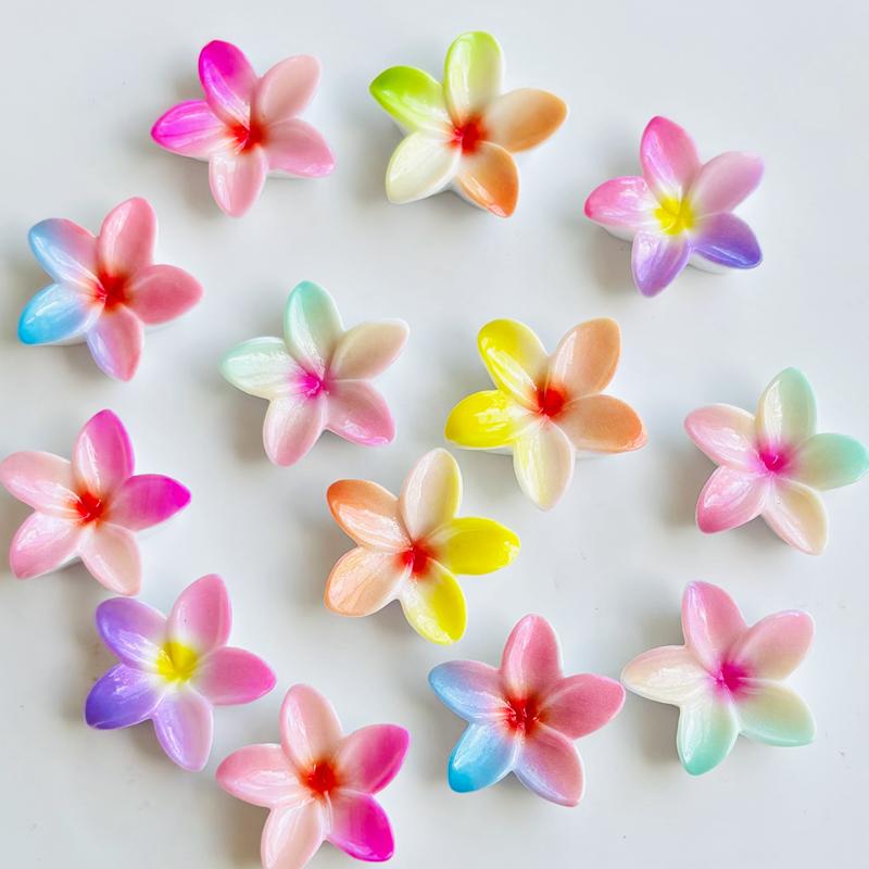 10 Pcs New Cartoon Colorful Dreamy Five-Petaled Flowers Resin Flat Back Scrapbook Diy Jewelry Hair Accessories Decor Crafts A92