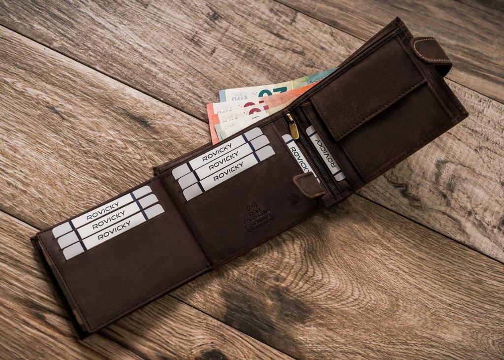 Men's leather wallet N992L-CHM-HORSE-BL BROWN