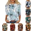 Women's Fashionable Casual Round Neck Three-quarter Sleeve Retro Print T-shirt Top