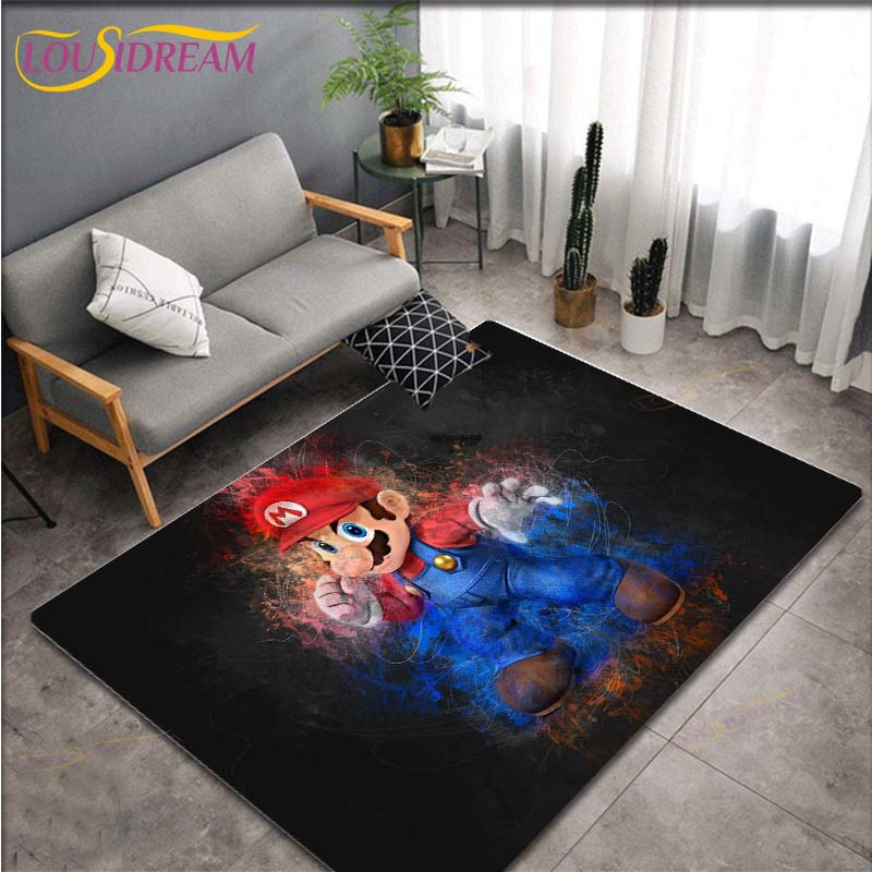 Tapetes com Padrão Anime Mario Bros para Sala de Estar Tapete de Área Antiderrapante Tapetes para Quarto de Crianças Tapete de Yoga Tapete Grande Decoração