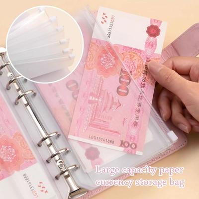 Save Money 10 Envelopes Money Saving Challeng Large Capacity PU Mini Binder Savings Challenge Waterproof Reusable