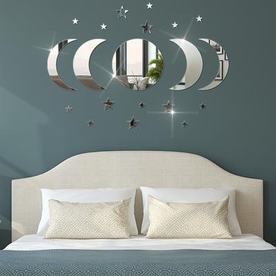 20pcs Acrylic Star Moon Shape Wall Sticker Lenses for Wall Decoration In Living Rooms, Bedrooms, and Other Places Decoration