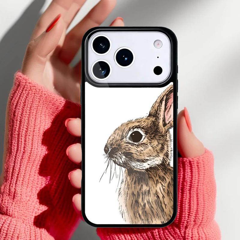Bunny Rabbit Painting Design Phone Case for iPhone 17 16 15 14 13 Pro Max Back Cover for 12 11 Pro Coque
