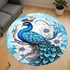 1pc Peacock Flowers Round Chair Mat Area Rug - Non-Slip, Floor Mat for Office, Bedroom, and Indoor Decor -1002010