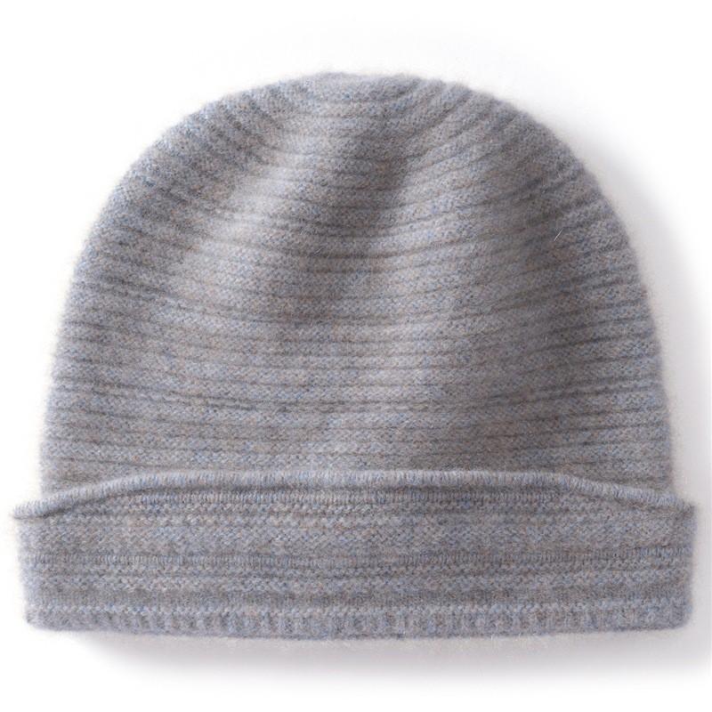 100% Cashmere Knit Beanie Hat Winter Warm Unisex Foldable Plain Style Cold Weather Accessory