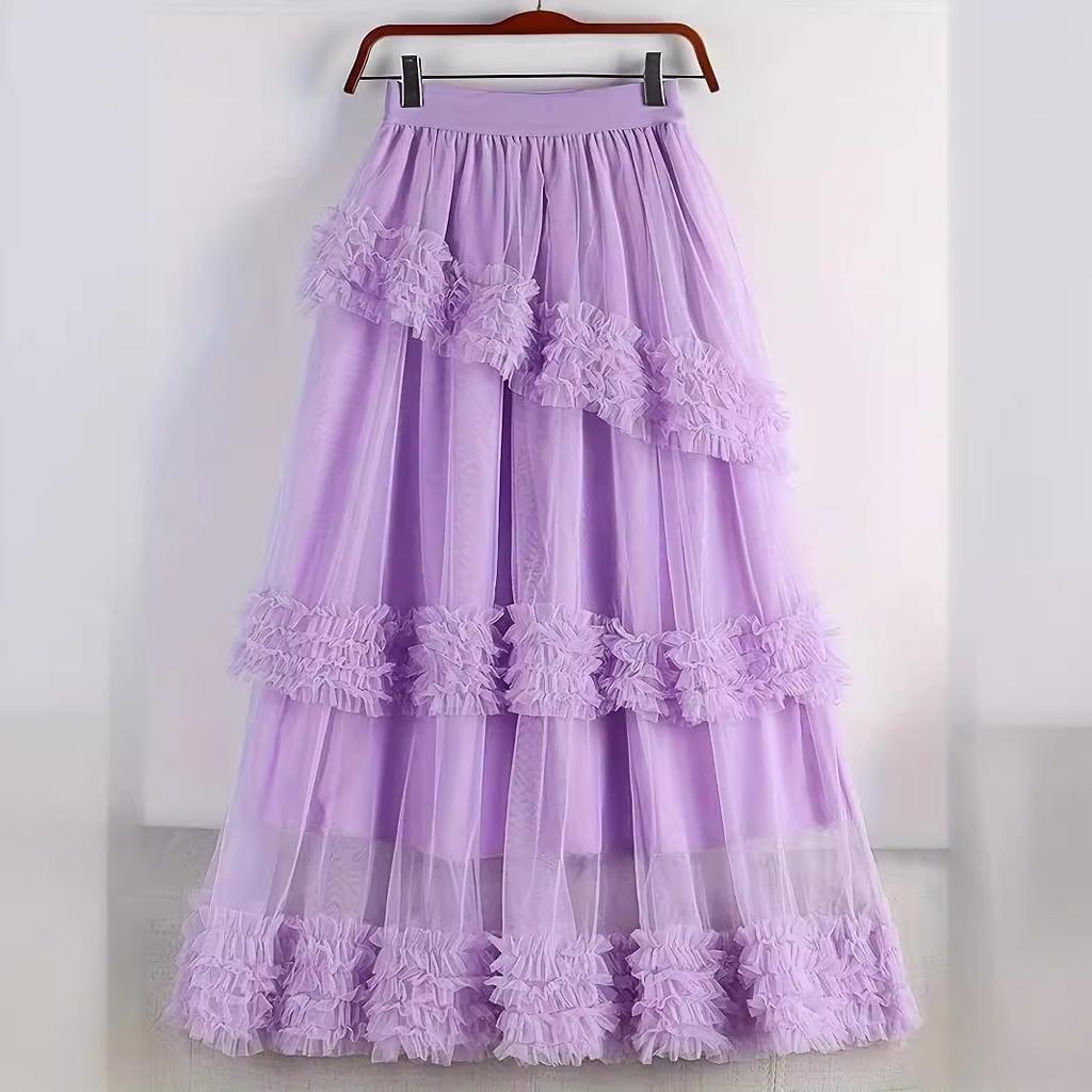 Dam Lång Tårtnätkjol med Stor A-linjekjol och Halvkroppskjol