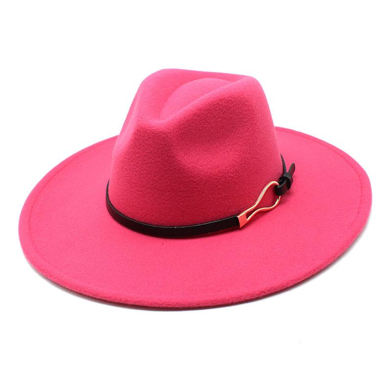 Big Eaves Peach Heart Bump Top Woolen Metal Buckle Top Hat Men'S And Women'S Jazz Hat British Felt Hat
