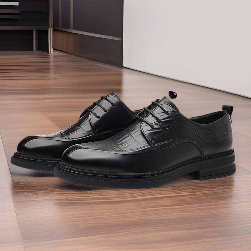 Strictly Selected Men's Shoes Embossed First Layer Cowhide Lace-up Handmade Genuine Leather Men's British Casual Business Dress Leather Shoes Men