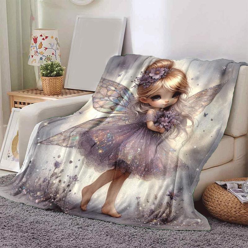 1pc Flower Printing Lightweight Flannel Blanket, Comfortable and Warm Blanket, for Camping Sofa Bed and Couch Office, Gift