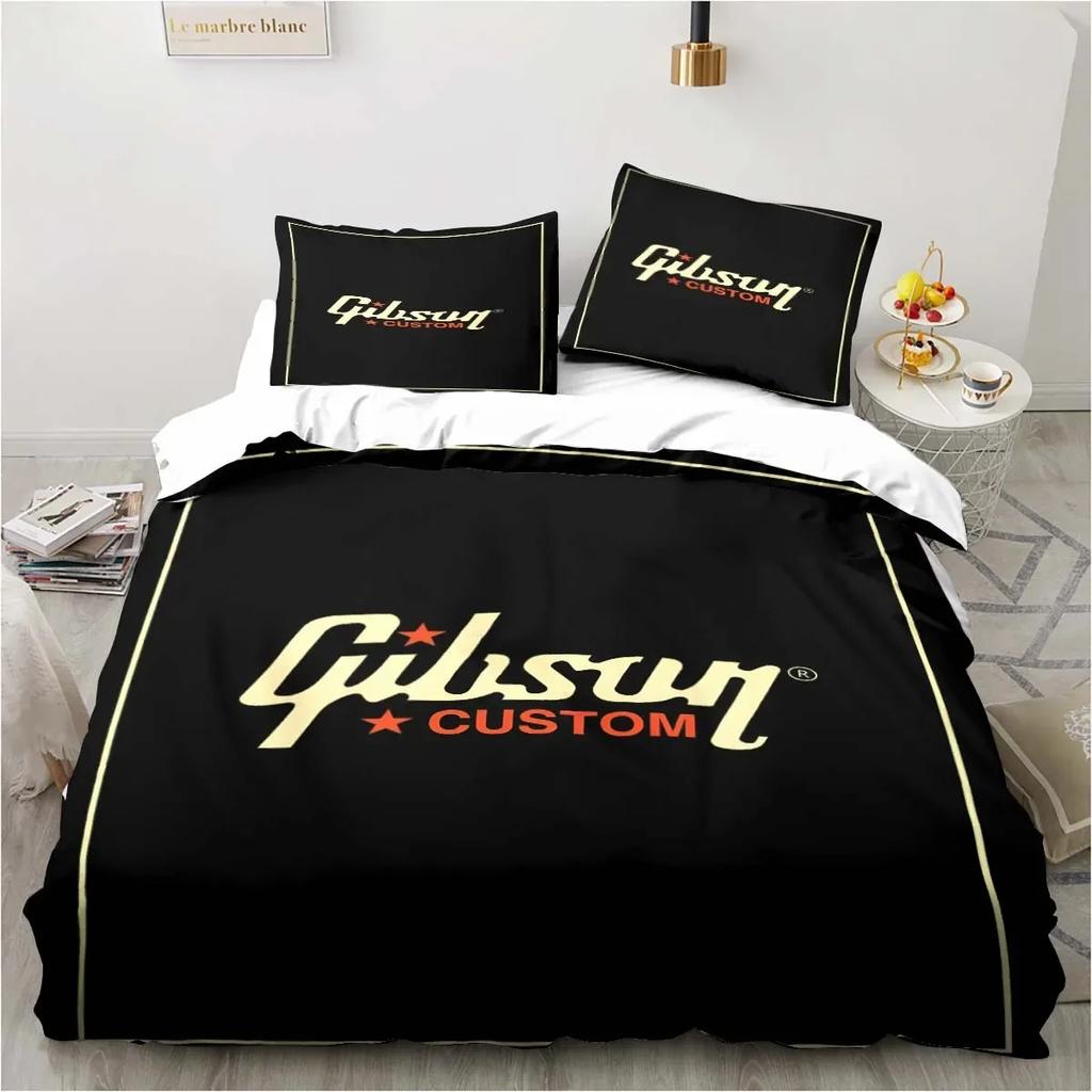 Set Biancheria da Letto 3 Pezzi Piumone Fender Letto Singolo Musicale Set Chitarra Copripiumone Letto Matrimoniale King Tessile per la Casa