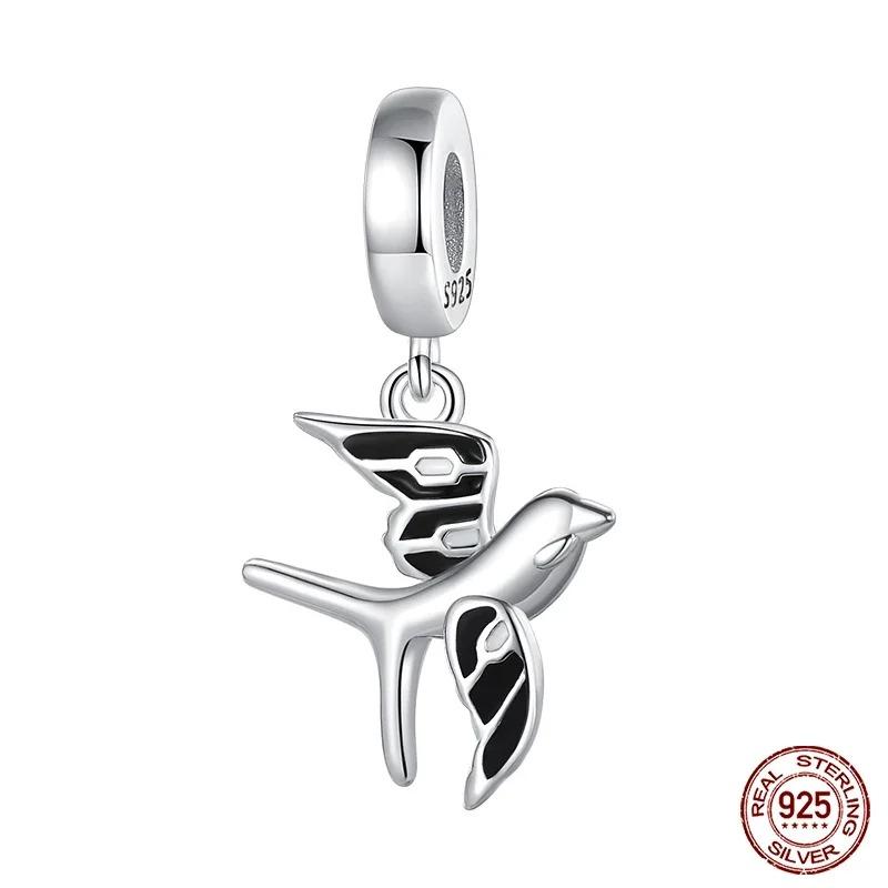 Fashion 925 Silver Colorful Butterfly Dragonfly Hummingbird Spring Series Charms Beads Fit 925 diy Bracelet Jewelry