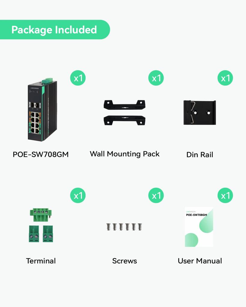LINOVISION 1000Mbps L2 Management BT90W Total POE Budget Support Industrial Design 8-port POE, Switch, 2-port 1G/2.5GSFP, 4-port POE, 360W, 2-layer