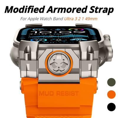 Bracelet en caoutchouc pour Apple Watch Ultra 3 49MM Style Armure Bracelet de sport pour Iwatch Ultra 2 1 49mm Accessoires de remplacement de bracelet
