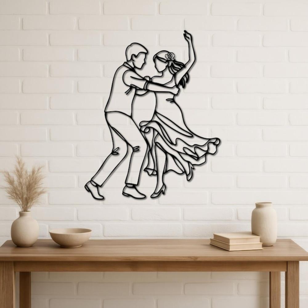 Metal Wall Art Dancing Couple, Romantic Line Art Decor, Latin Dance Metal Wall Sculpture, Flamenco Salsa Decor for Home