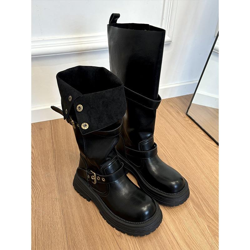 Schwarzfarbene Overknee-Stiefel mit dicker Sohle, Damen Herbst- und Winter-Retro-Samt-High-Ritterstiefel, dünne Stiefel