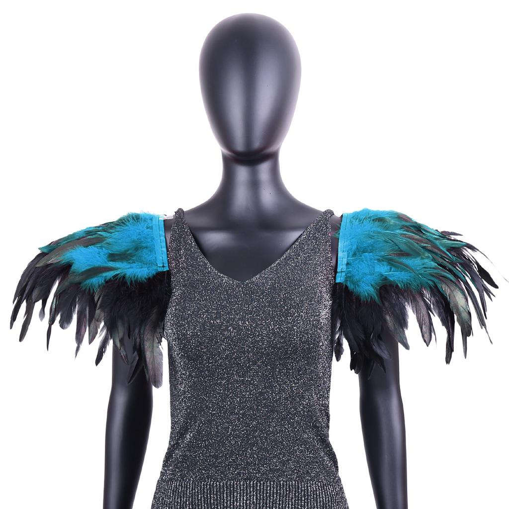 Gothic, Extra Large, Color Blocking, Feather Shoulder Patches, Performance Ball Shawl, Halloween Party Decoration, Role-playing Accessories