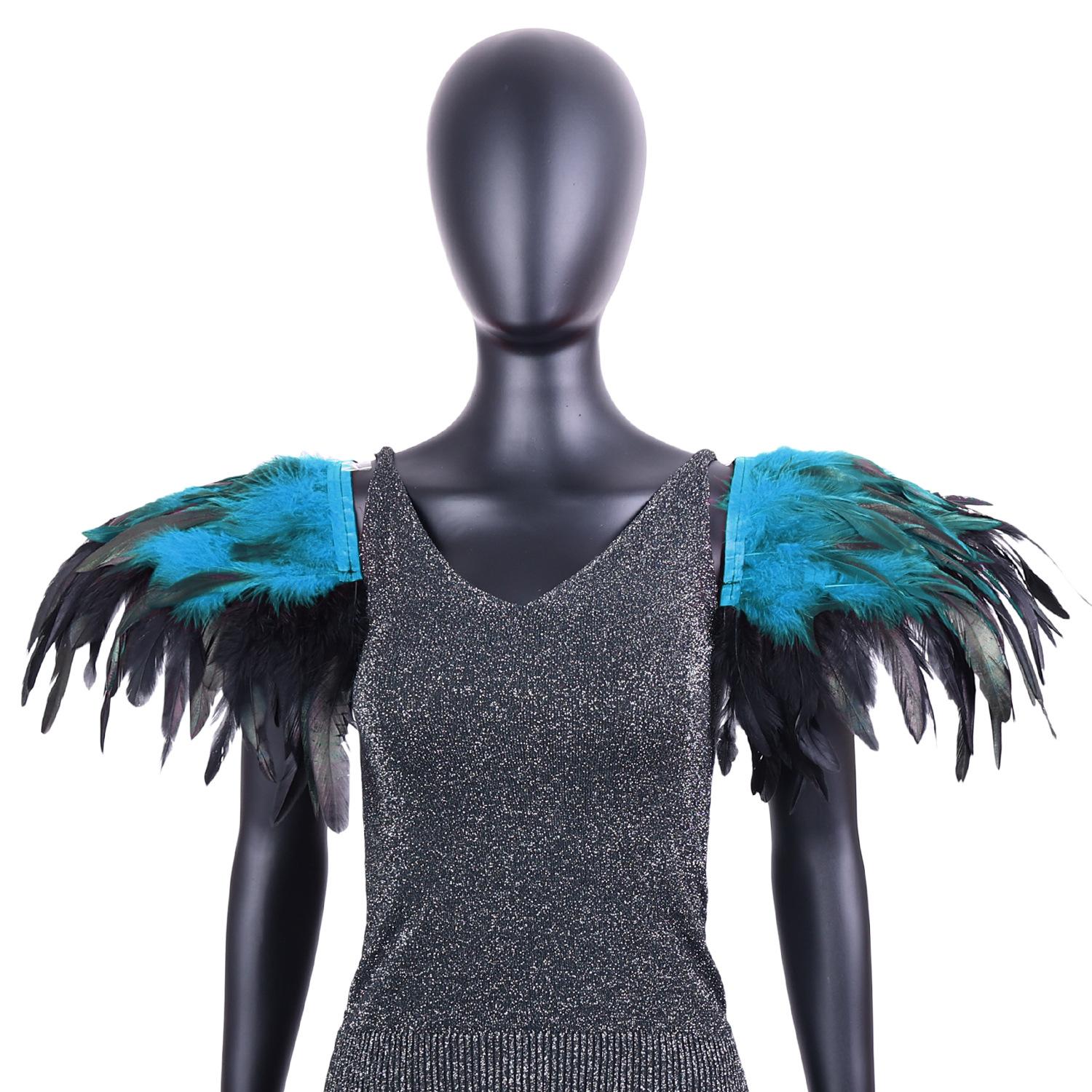 

Gothic, Extra Large, Color Blocking, Feather Shoulder Patches, Performance Ball Shawl, Halloween Party Decoration, Role-playing Accessories