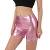 Shorts de Yoga Extensibles Taille Haute pour Femmes Aspect Brillant Shorts de Sport Biker pour Tenue de Sport Danse Course à Pied Vélo