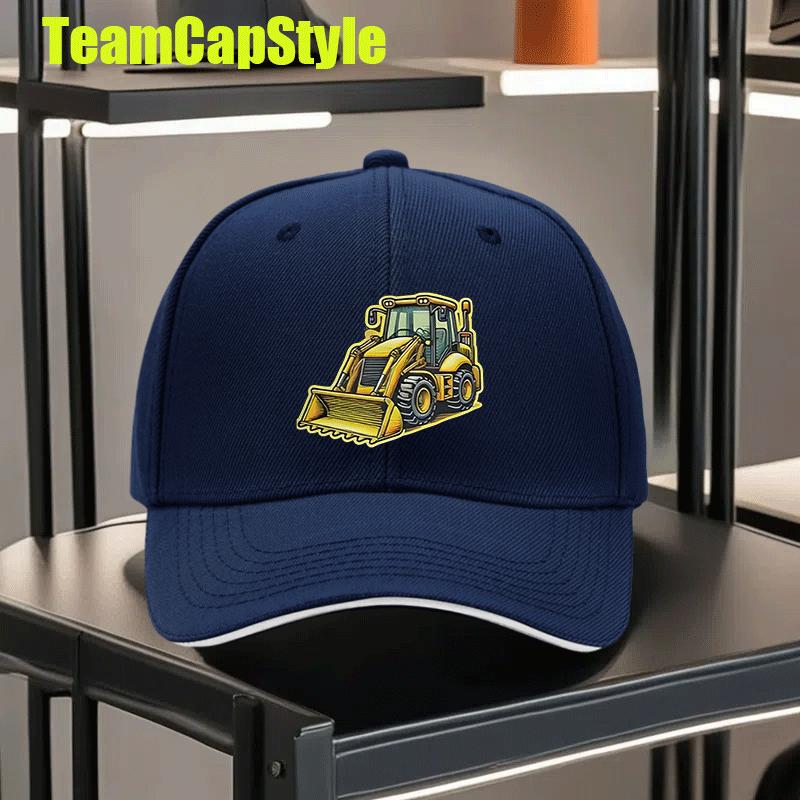 Backhoe Loader Construction Machinery Baseball Cap Polyester Adjustable Outdoor Unisex Adult Cap