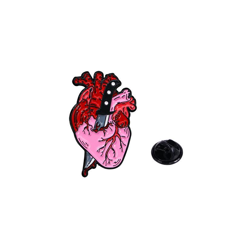 Creative Medical Organs Enamel Brooch Brain Lung Heart Chest Uterus Flower Wave Mechanical Heart Metal Badge Lapel Pins Jewelry