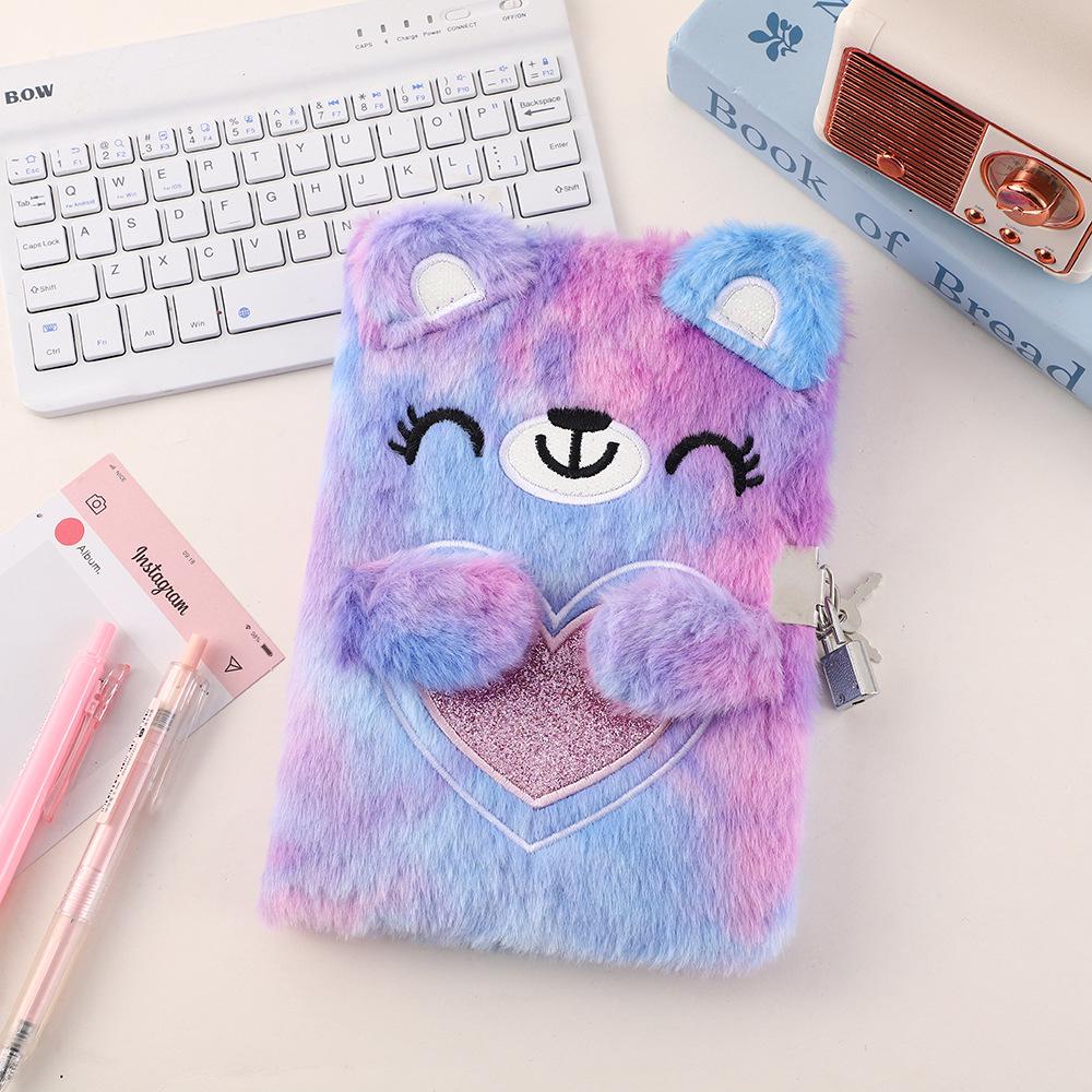 Přeshraniční plyšový zápisník s medvídkem a srdíčkem - kreativní studentský deník