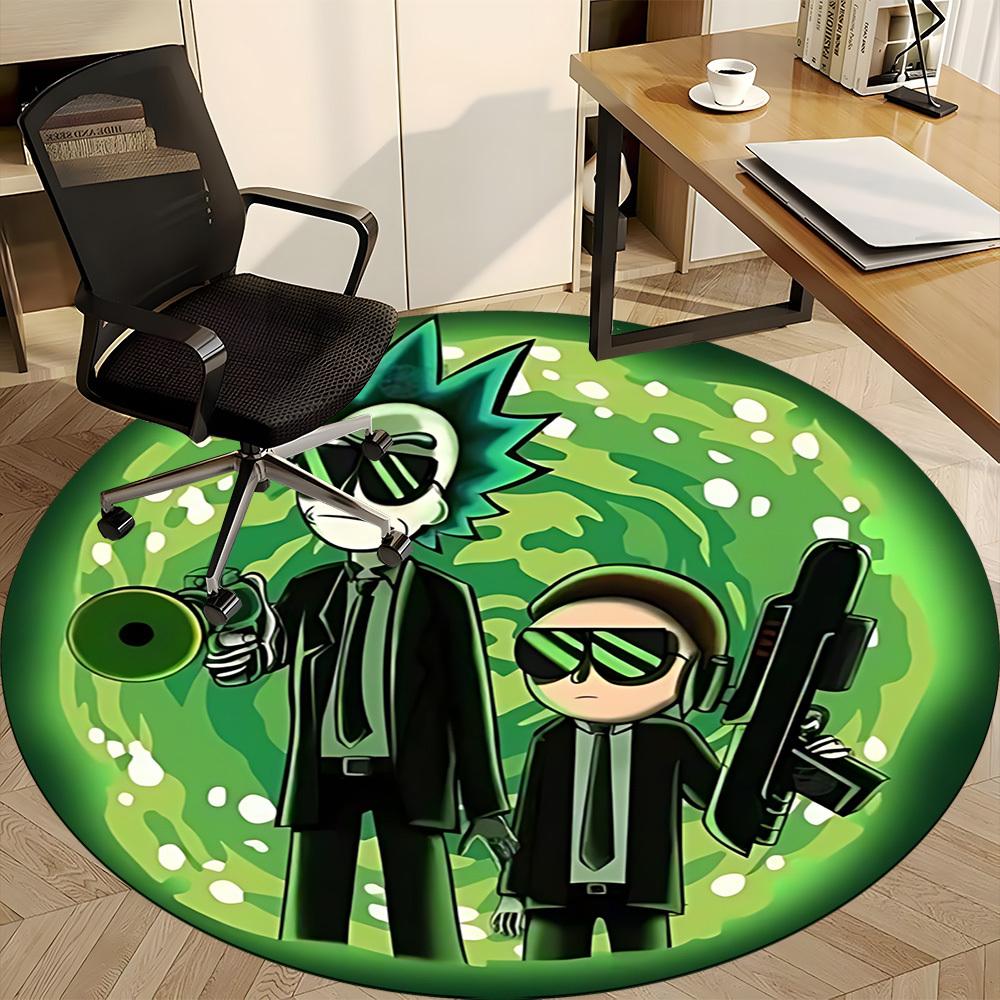 Tappeto Rotondo da Ufficio Rick e Morty, Antiscivolo, Morbido e Durevole, per Decorazione d'Interni, Perfetto per Ufficio, Bella Decorazione