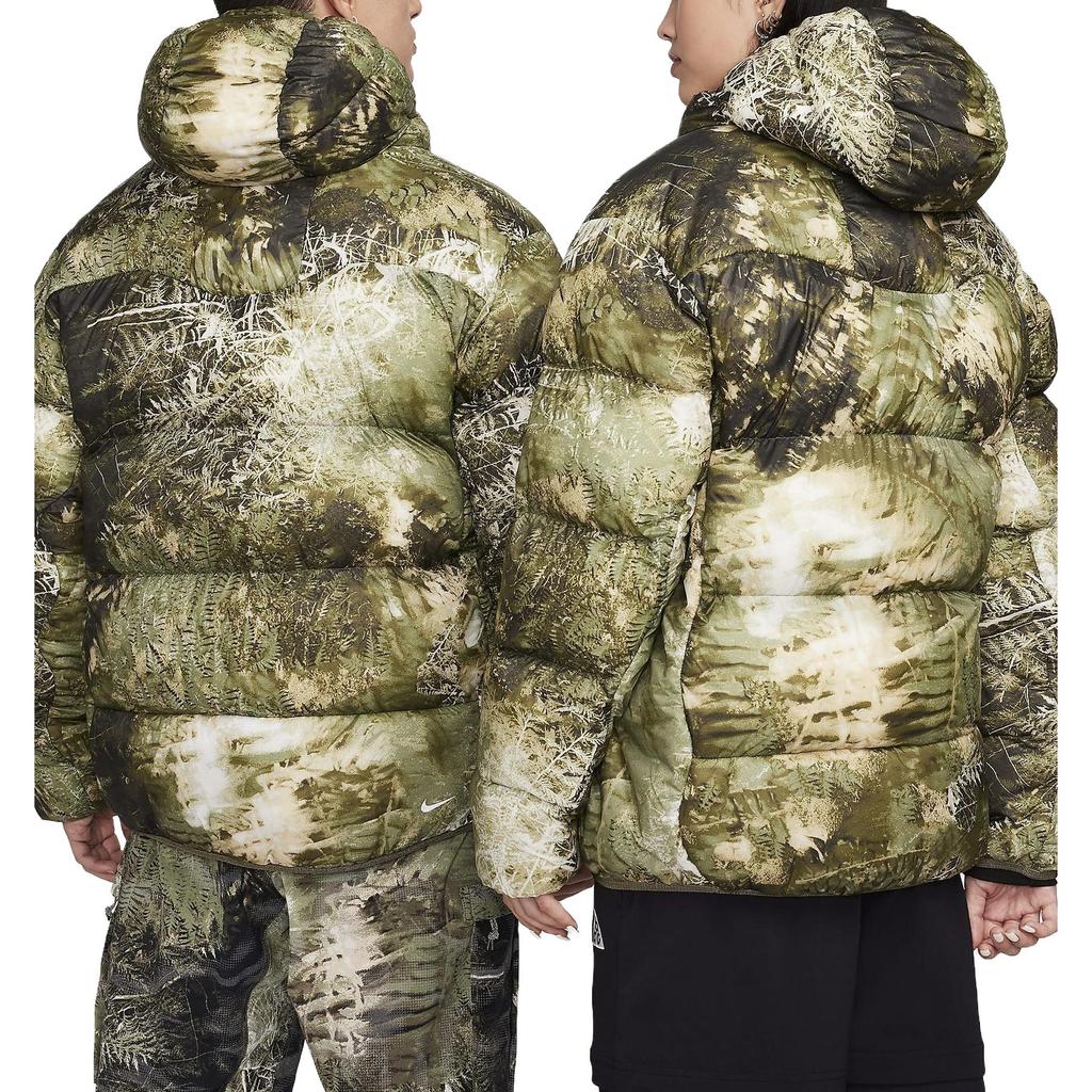 Nike Pattern Print Zip-Up Hooded Jacket Unisex Outerwear Oil-Green FB8122-386