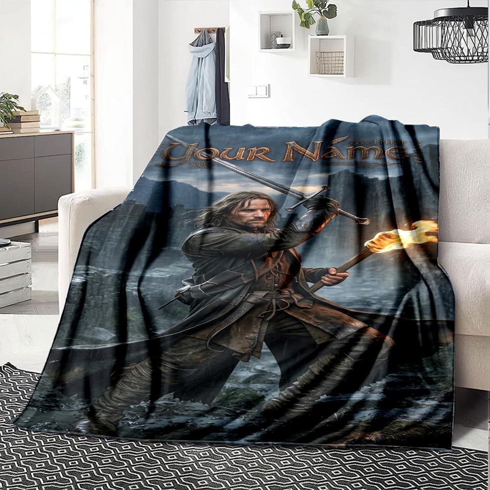 Lord Rings Customize Your Name Blanket Cozy Personalized Blanket Ultra-Soft Versatile for Office Sofa Bed Livingroom Four Seasons Multipurpose
