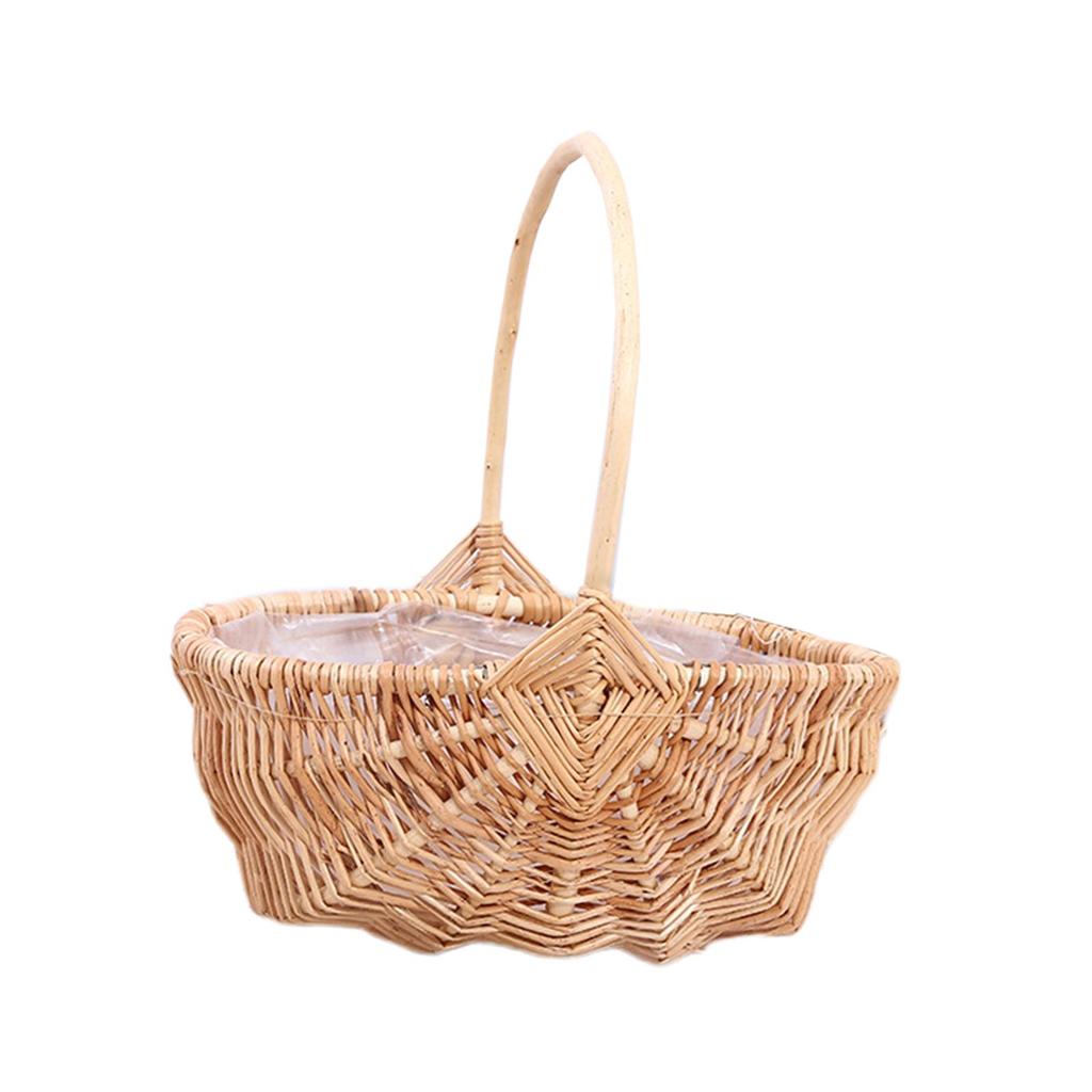 Storage Basket Wedding Flower Basket Rustic Empty Portable Flower Girl Basket for Camping Party Holiday
