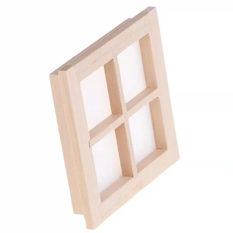Wooden Dollhouse Diy Miniature Door And Window Set For Crafting And Home Decoration