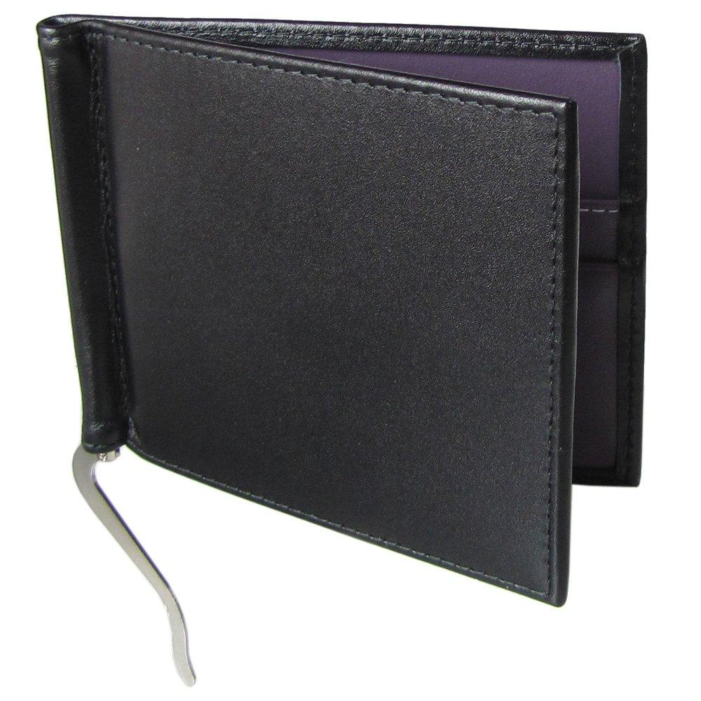 

Bifold Wallet Billfold Money Clip Royal Collection ST787AJR Black Purple [Ettinger] Men s