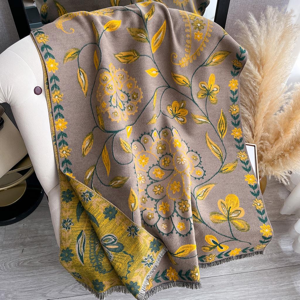 Women Thicken Luxury Winter Paisley Two-Sided Cashmere Jacquard Scarves High Quality Wrap Shawl Ladies Wool Pashmina Scarf