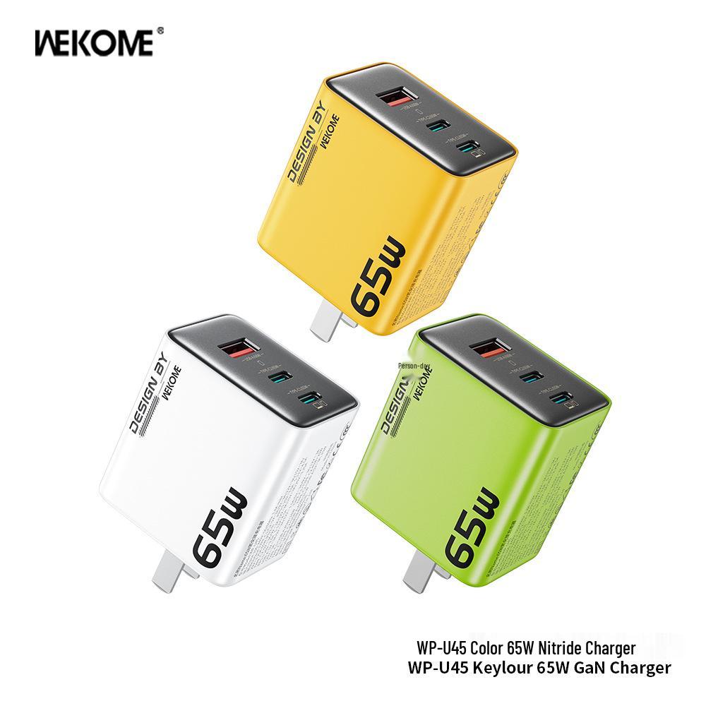 

Wekome Qi 65W GaN Fast Charger, Three-Port, Foldable Plug (EU/UK/CN Standard). CN Standard зелений