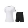 Solid Color Round Neck Pullover Short Sleeve Sports Minimalist Running Badminton Workout Shorts Casual Set Women Sets 192637975D-2