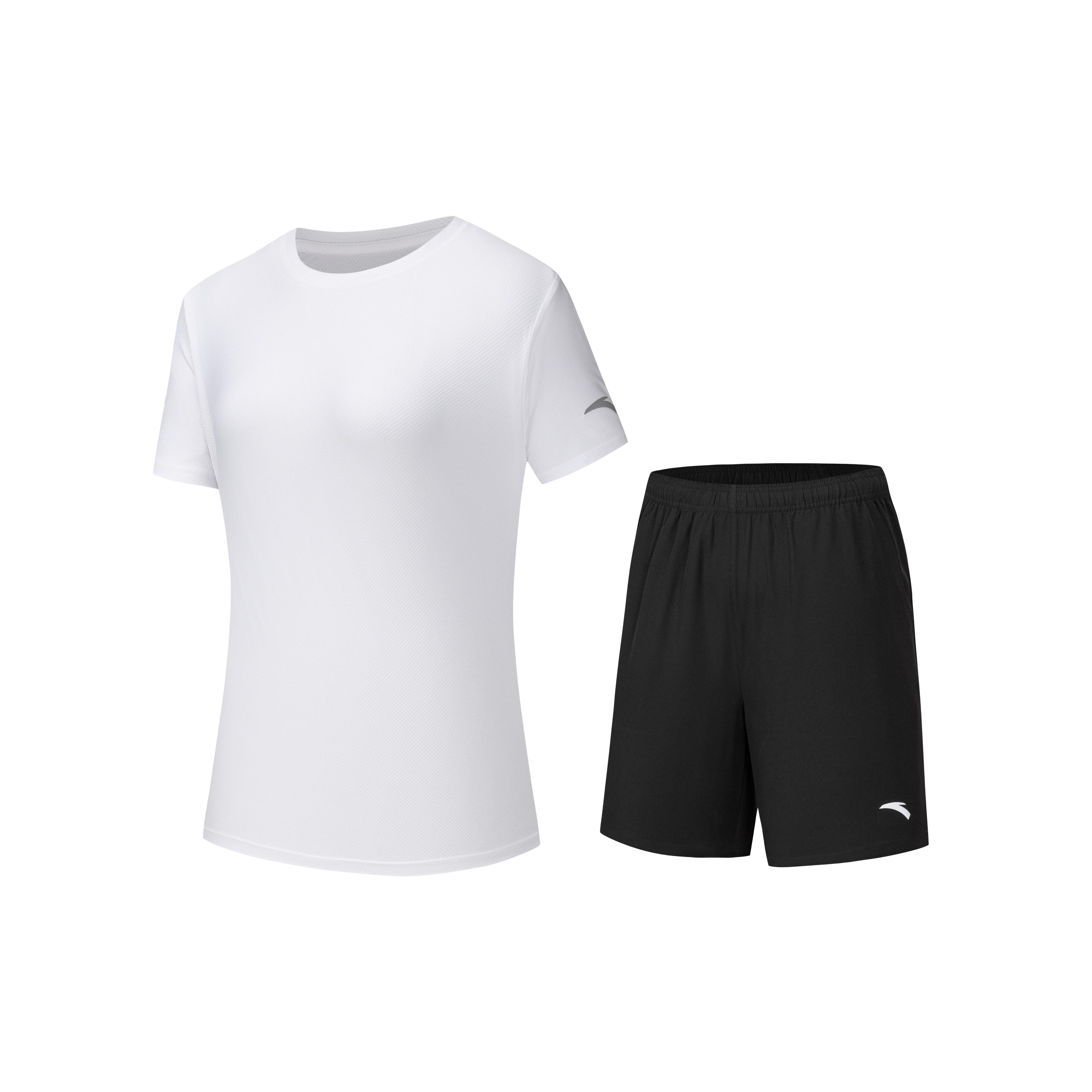 

Anta Solid Color Round Neck Pullover Short Sleeve Sports Minimalist Running Badminton Workout Shorts Casual Set Women sets 192637975D-2 3XL