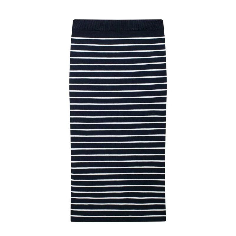 

Fashion Style 2024 Fall and Winter New Women s Clothing Stripes Long Sleeves round Neck Knitting Outwear Skirt 5755110 Skirt L
