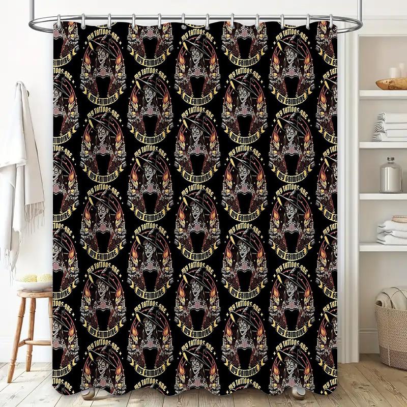 Gothic Horror Shower Curtain Skull Demon Halloween Decor Bathroom Set Spooky Vibes Dark Fantasy Home Textile Room Divider