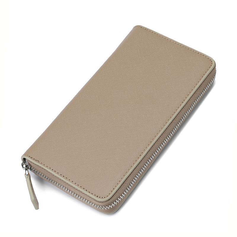 Cartera de mano con cremallera de piel japonesa para hombre y mujer con gran capacidad.