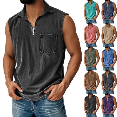 Men's Half Zip Retro Vest  Men's Casual And Comfortable Vest