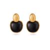 Vintage Ebony Splicing Hammer Pattern Metal Earrings Art Niche High-end Sense Retro Temperament Commuting Versatile Earrings