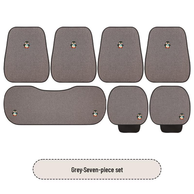 All-Season Penguin Cartoon Seat Cushion for Peugeot 408, 408X, 508, 4008 - Cotton Linen Design for Women