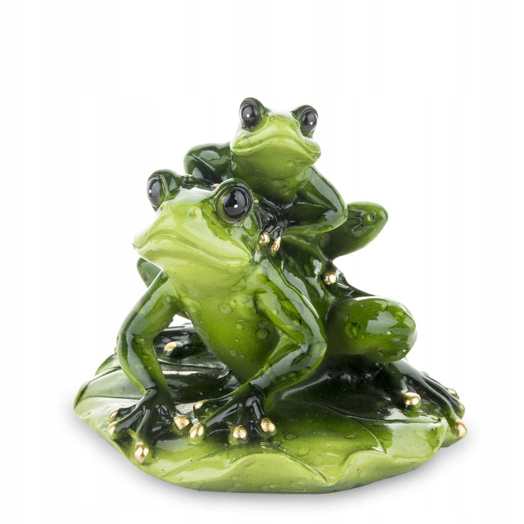 Figurine of Two Frogs On a Leaf 9.5x10.5x11