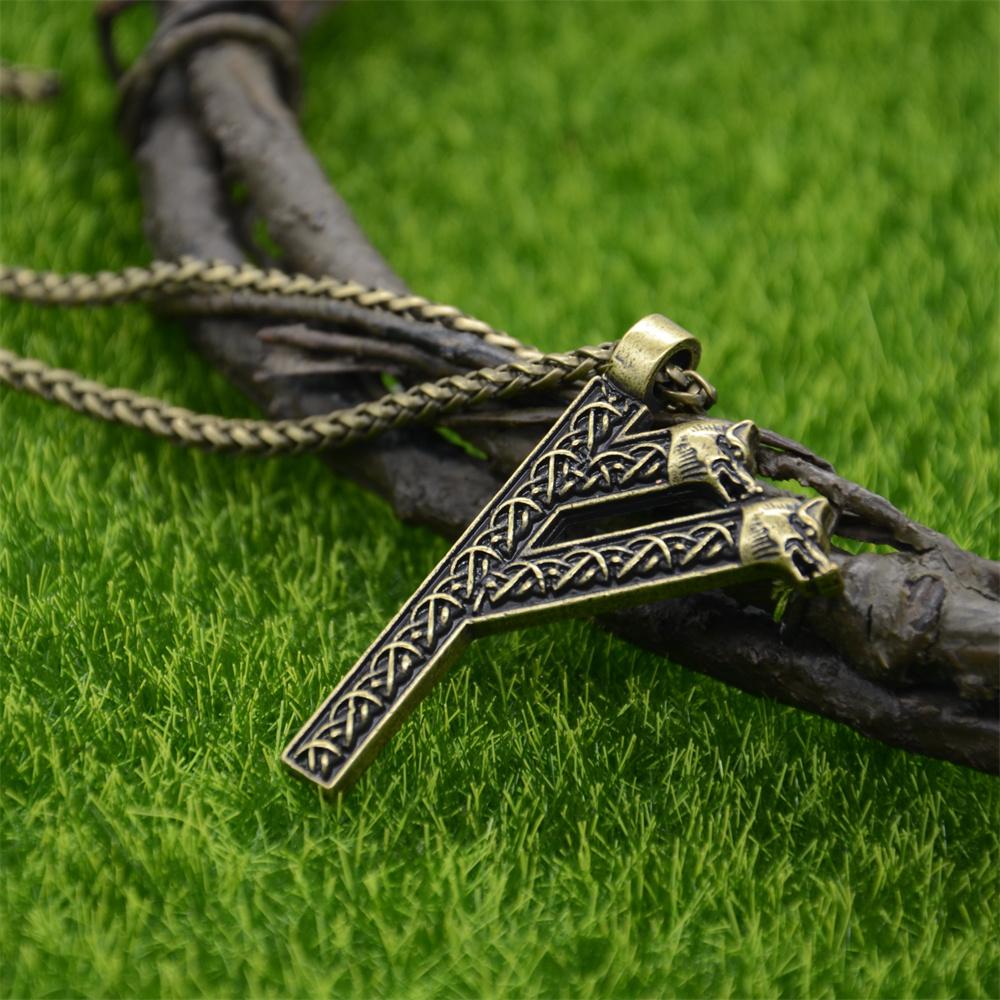 Viking Wolf Amulet Runen Rune Fehu Noorse Talisman Ketting voor Mannen met Ierse Knopen Gotische Sieraden